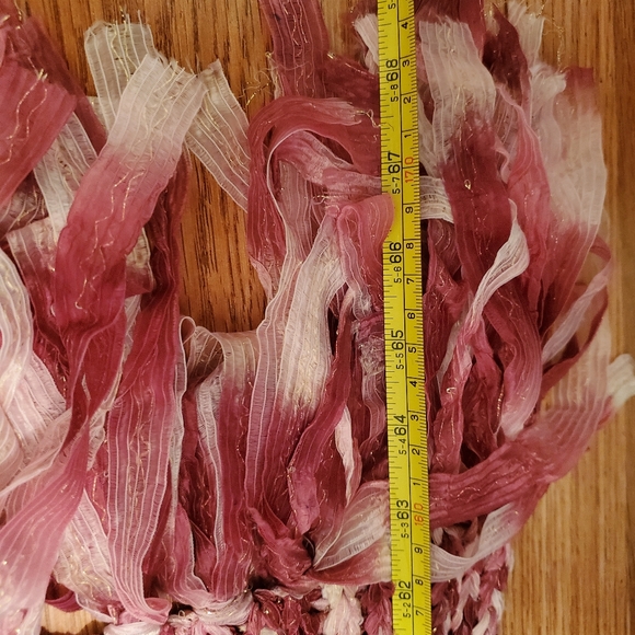 Pink Knitted Womens Scarf Soft Lace 68 Inch Handmade - Picture 8 of 9